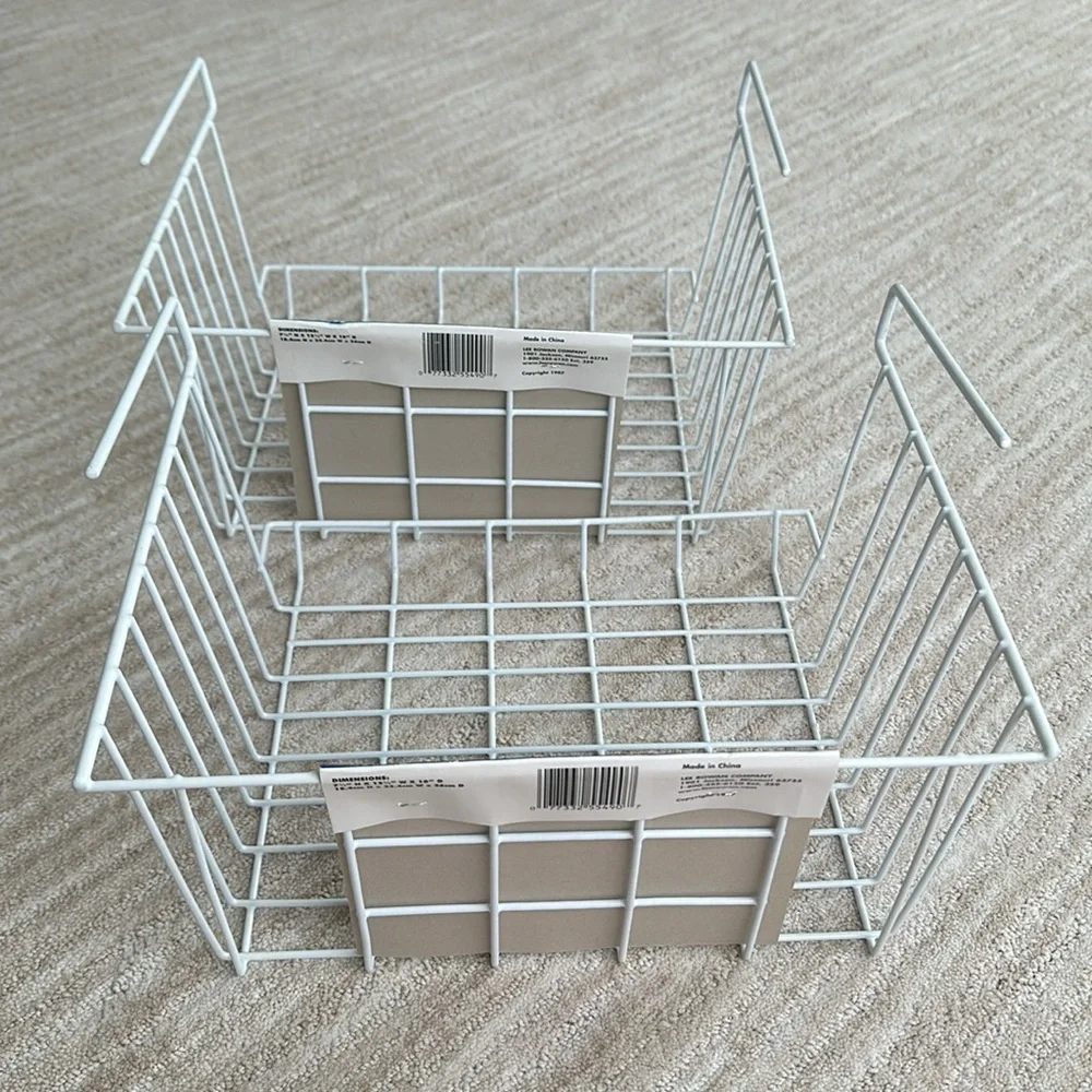Set of 2 Rubbermaid Lee Rowan Hanging Under Shelf Metal Storage Basket 10” x 12”